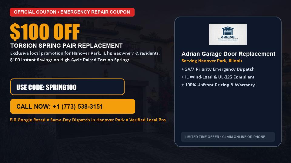 Adrian Garage Door Replacement $100 OFF Dual Torsion Spring Replacement in Hanover Park, IL