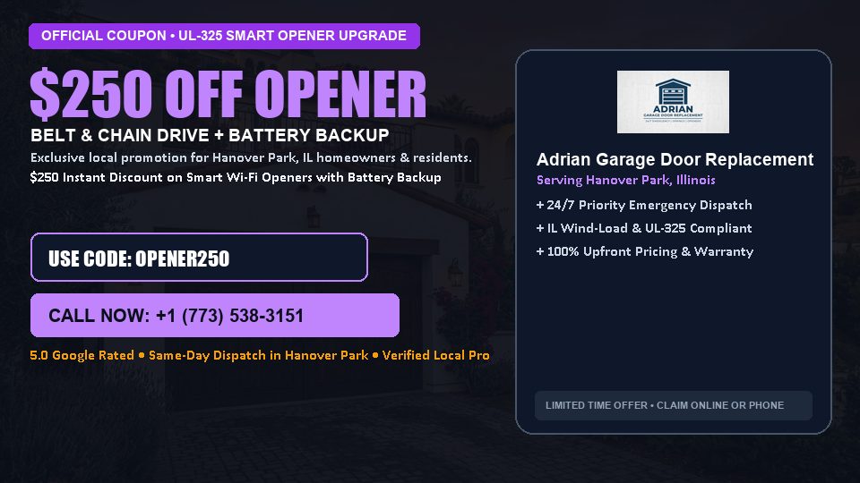 Adrian Garage Door Replacement $250 OFF Premium LiftMaster Opener Installation in Hanover Park, IL