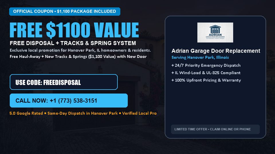 Adrian Garage Door Replacement FREE Haul-Away & Heavy-Duty Tracks with New Door in Hanover Park, IL